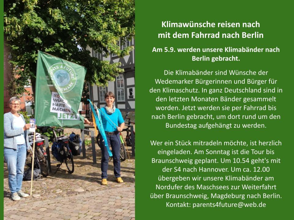 Einladung zur Fahrradtour mit Klimabändern