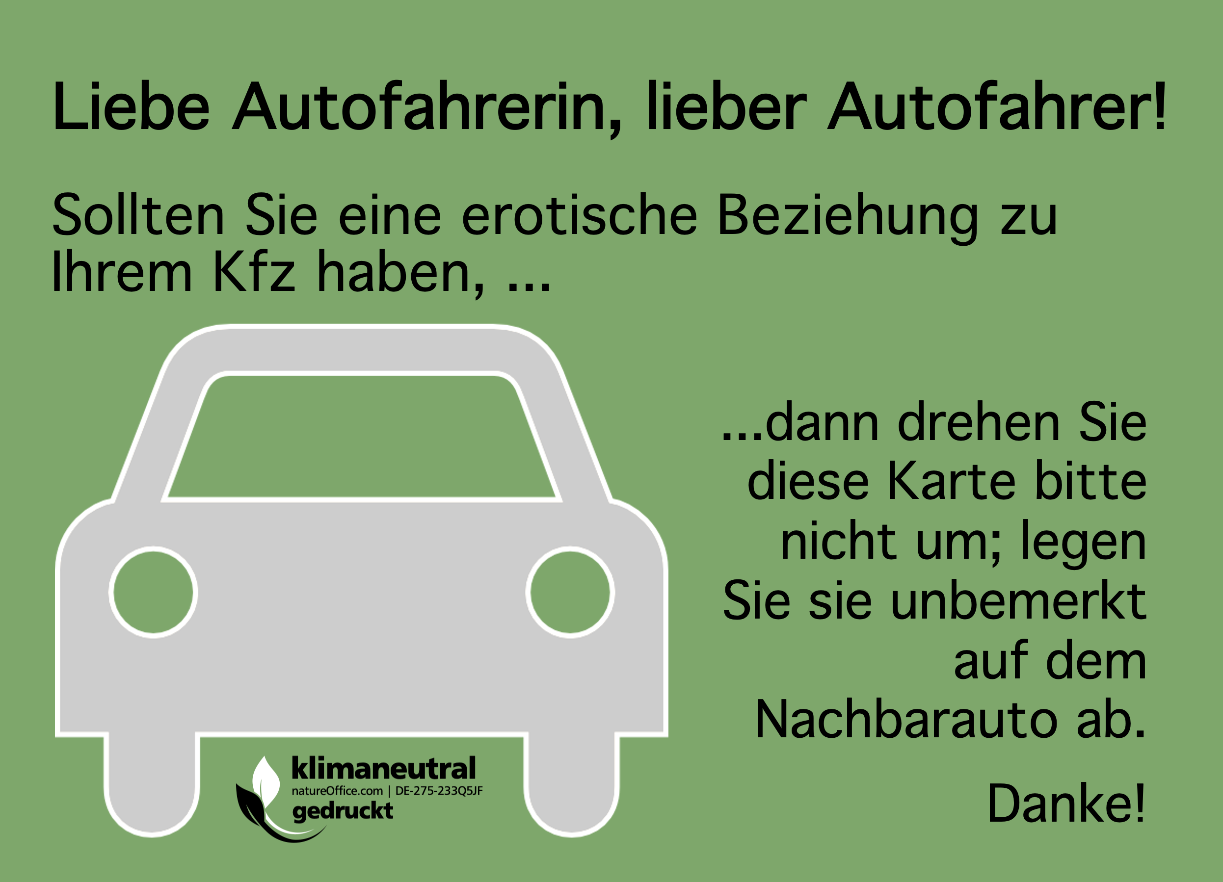 Postkarte Auto-Fahrrad (Vorderseite)