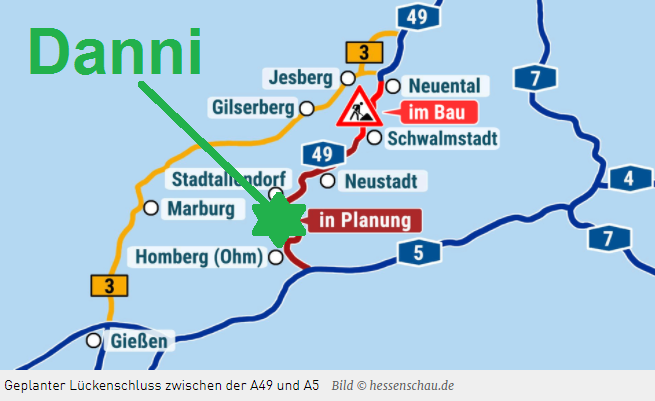 Autobahnkarte mit Danni