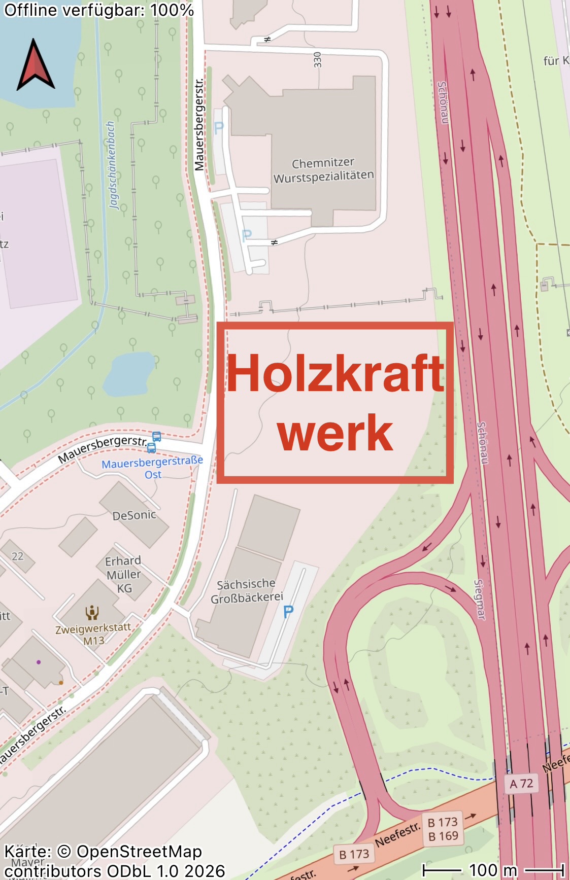 Lageplan Holzkraftwerk auf Open Street Map