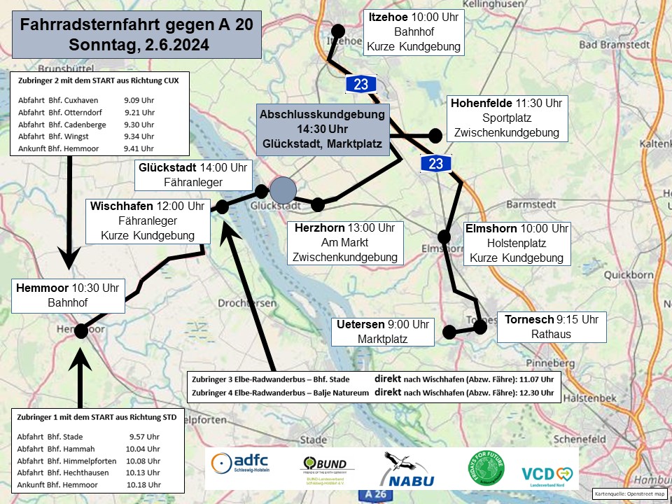 Routen der Sternfahrt