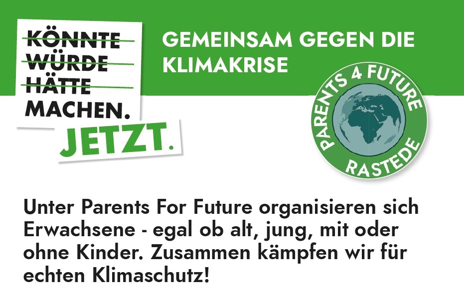 Parents for Future Rastede: Visitenkarte Vorderseite