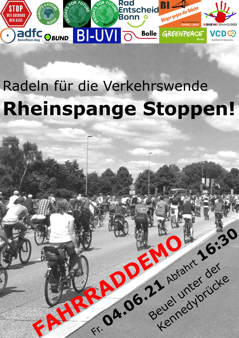 Fahrraddemo gegen die Rheinspange