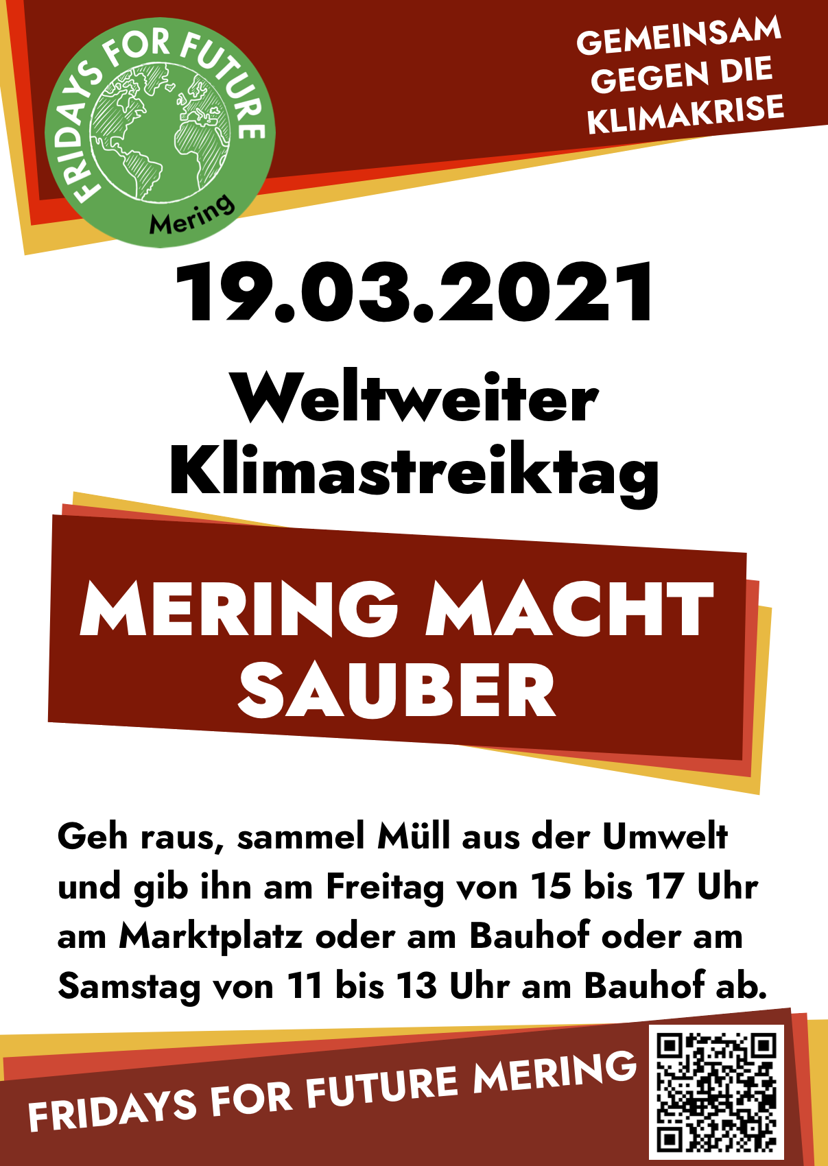 Plakat zur Müllsammelaktion der Fridays for Future Mering