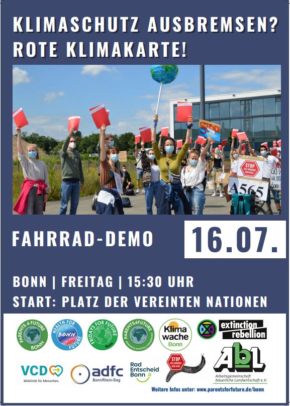 Plakat Aufruf für Raddemo am 16.07.21