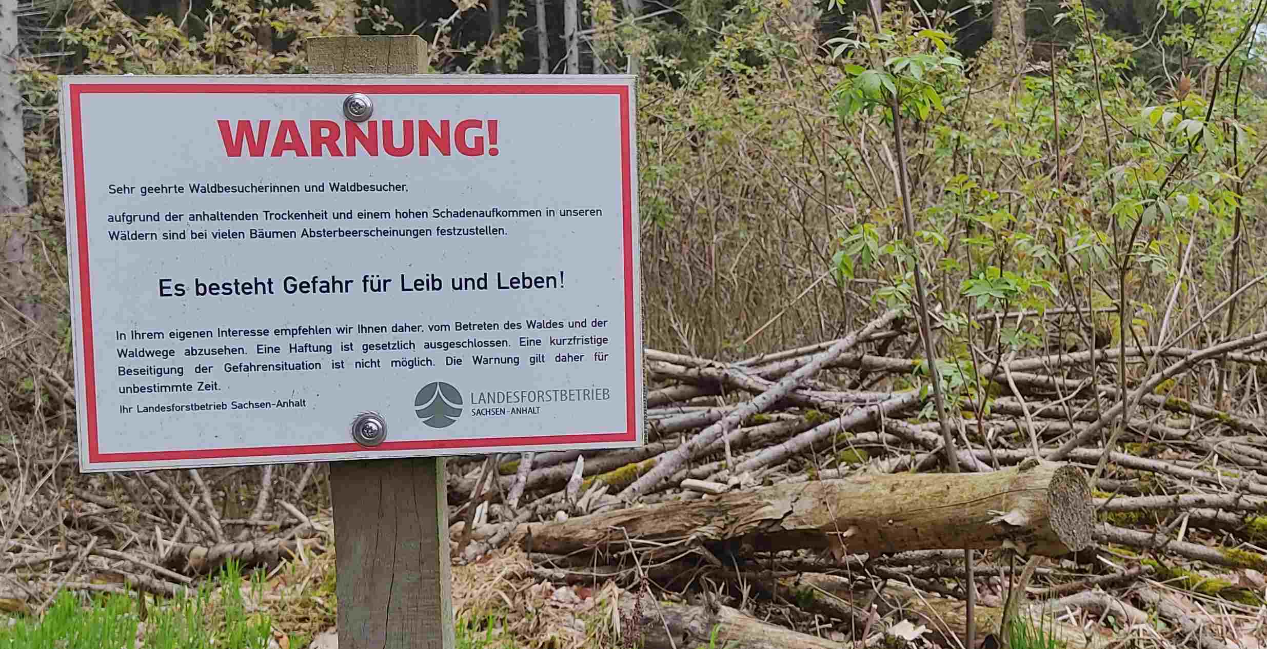 Warnschild im Wald