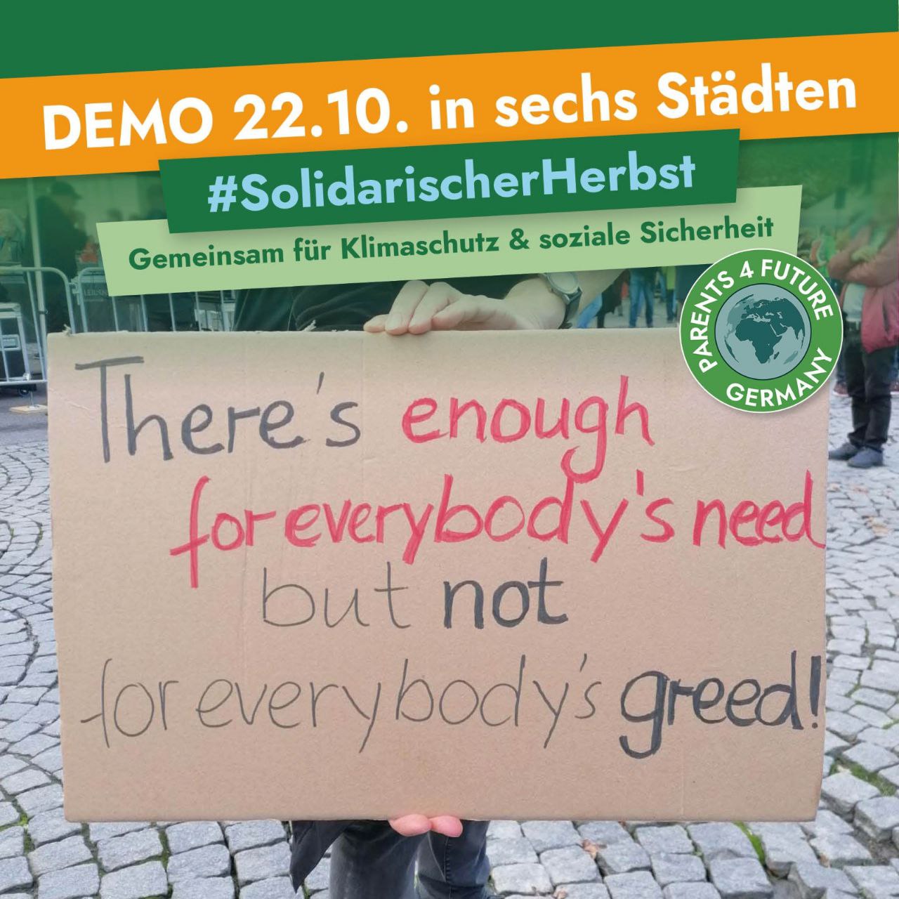 Solidarischer Herbst - Demos in sechs Städten