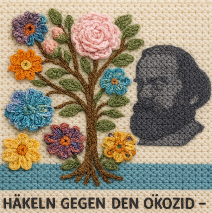 Werk der Chemnitzer Häkelgruppe, das zum Mitmachen einlädt