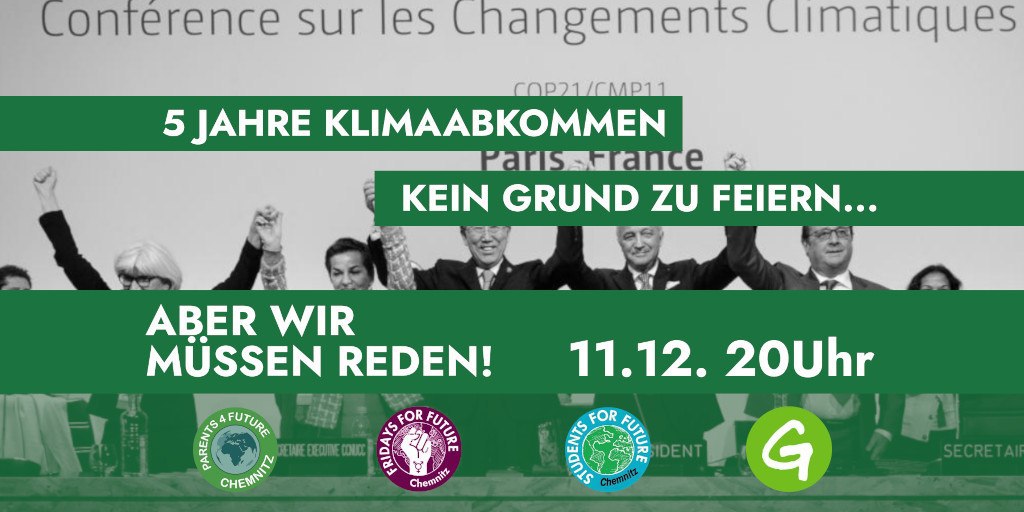 5 Jahre Klimaabkommen - Chemnitzer Online-Infoabend am 11.12.2020 (20-22 Uhr)
