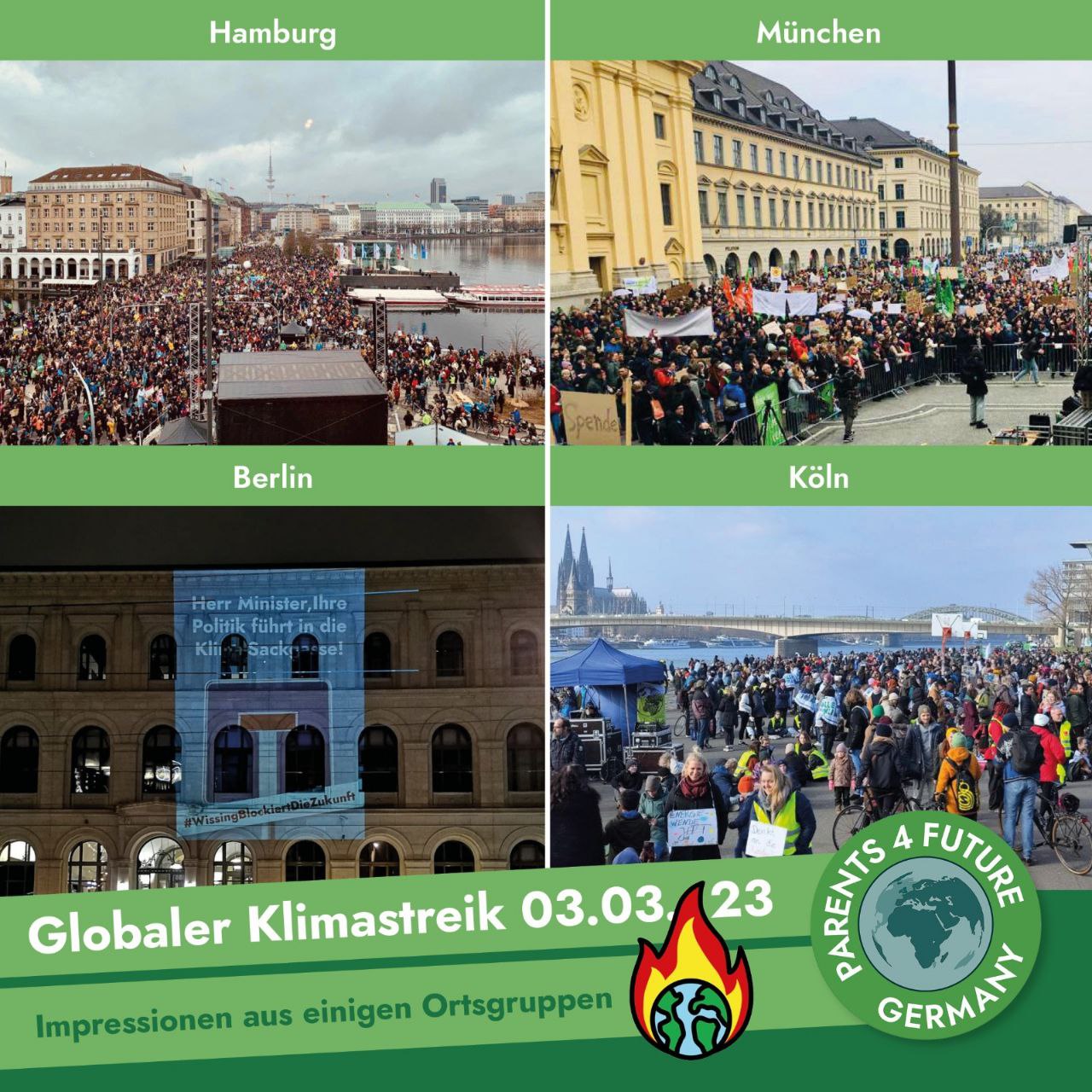 Impressionen vom Klimastreik am 3. März 2023 Bielefeld, Bonn, Bremen, Essen