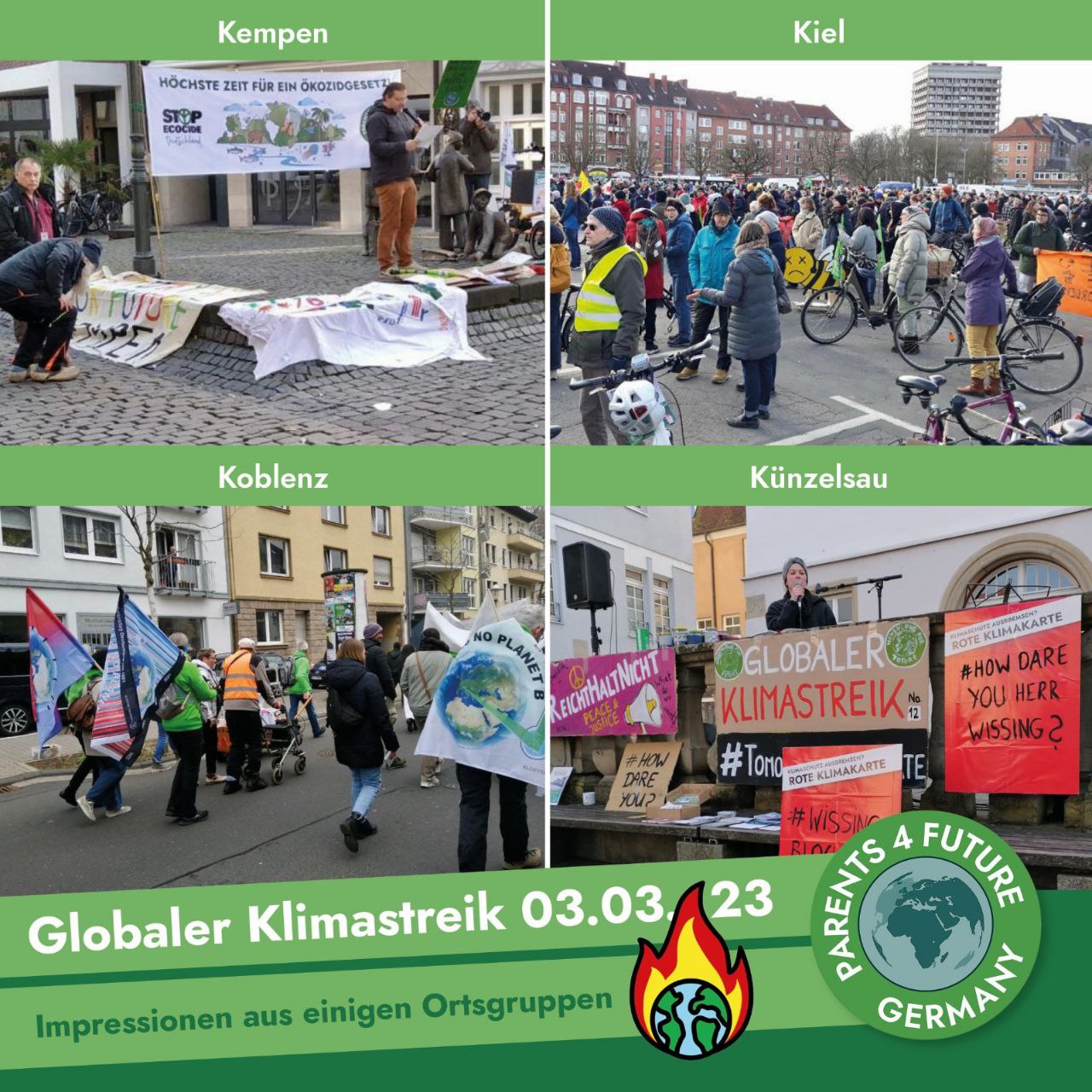 Impressionen vom Klimastreik am 3. März 2023 Mainz, Niebüll, Öhringen, Oldenburg