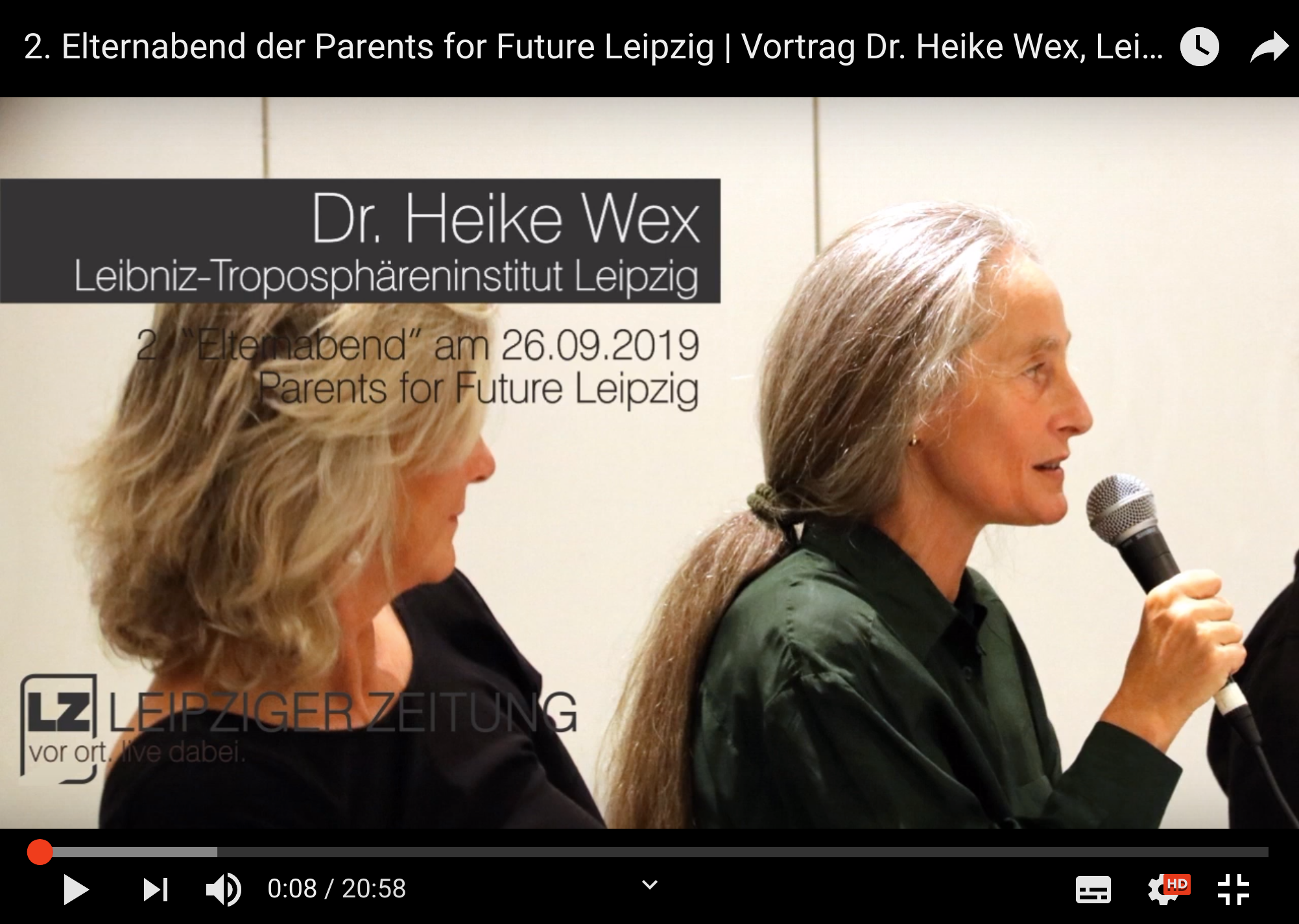 Aufzeichnung des Vortrags Klimawandel - verschiedene Aspekte von Dr. Heike Wex