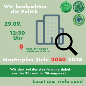 Klimaziele des Masterplans auf 2035 vorziehen