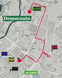 Demoroute Klimastreik 25.3.22 in Chemnitz