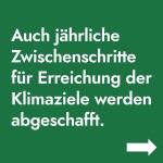 Auch jährliche Zwischenschritte für Erreichung der Klimaziele werden abgeschafft.