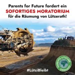 Forderung nach einem sofortigen Moratorium für die Räumung von Lützerath