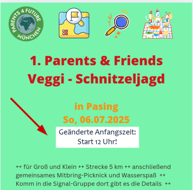 Veggi-Schnitzeljagd am 6.7.2025 um 12 Uhr in Pasing
