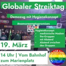 Mit ganz besonderem Hygienekonzept lässt sich auch demonstrieren. Ganz unter dem Motto keine Quarantäne für Klimarettungspläne #nomoreemtypromises #fightfor1pointfive #klimagerechtigkeit 