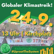 Platat für den Globalen Klimastreik am 24.09.2021 in Weilheim, 13 Uhr Kirchplatz